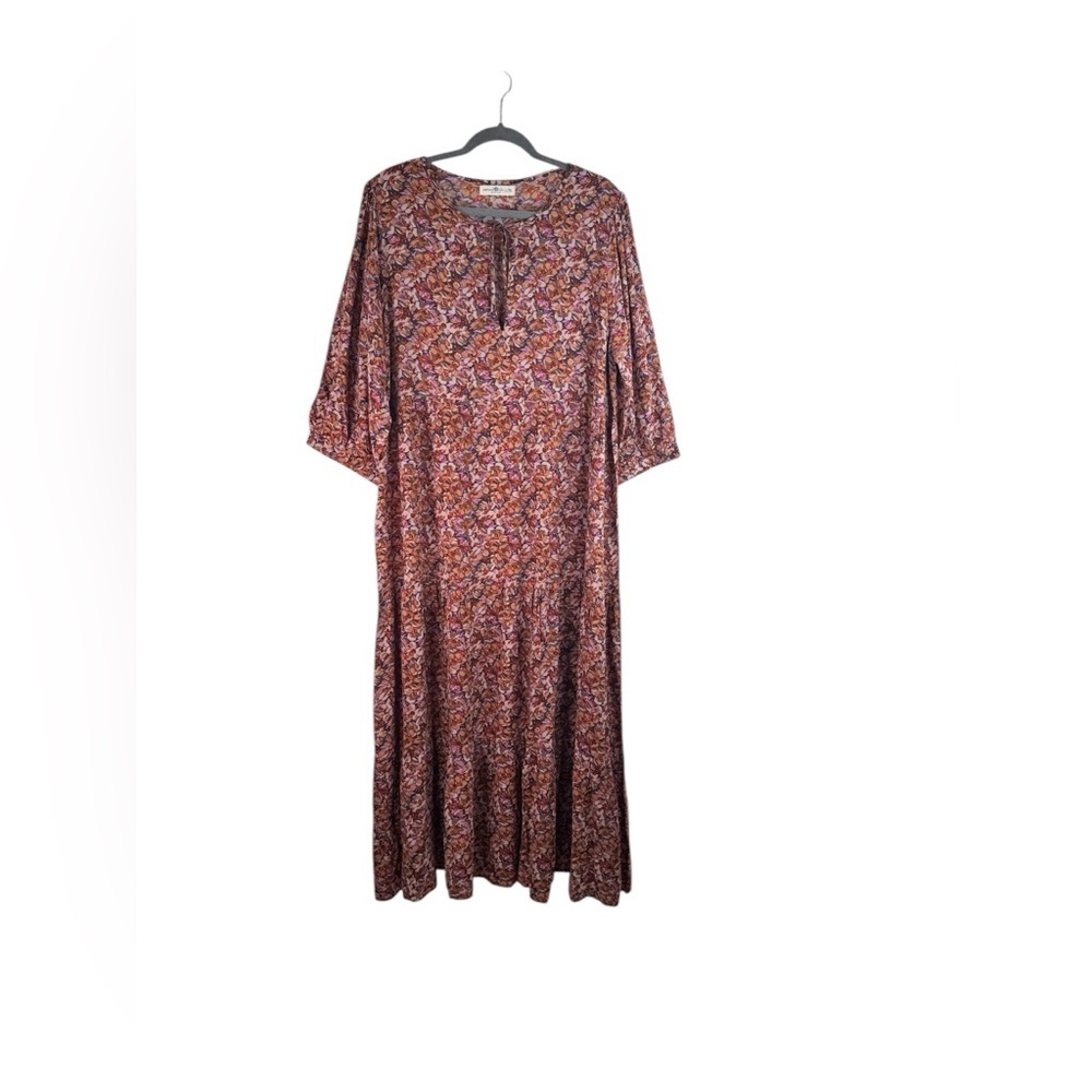 Natural Life Women Floral Tiered Cottage Lightweight Flowy Maxi Dress Size L/XL
